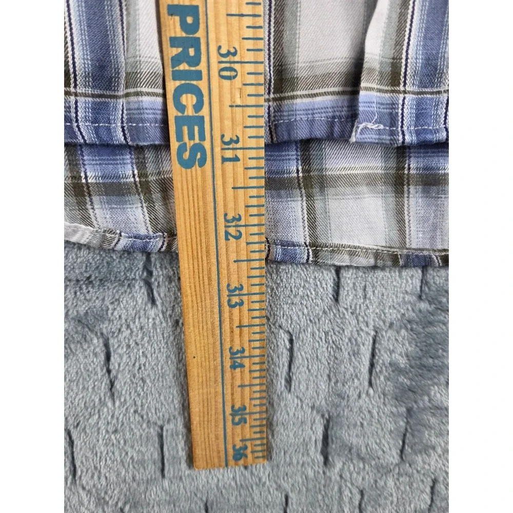 Walnut Creek Mens XL Blue White Plaid Long Sleeve Button Down Shirt Cotton Blend